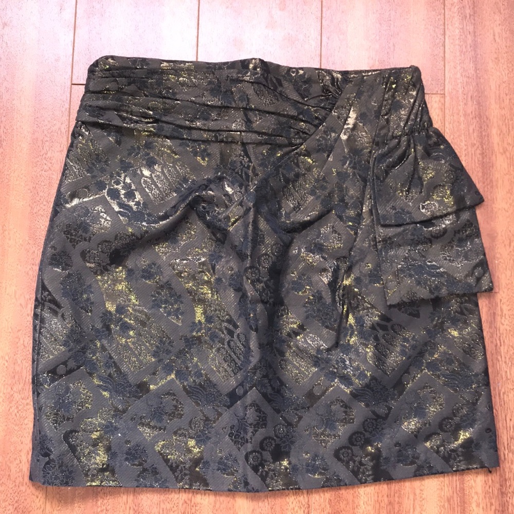 Olive/Antique Gold Shimmery Mid Length Skirt